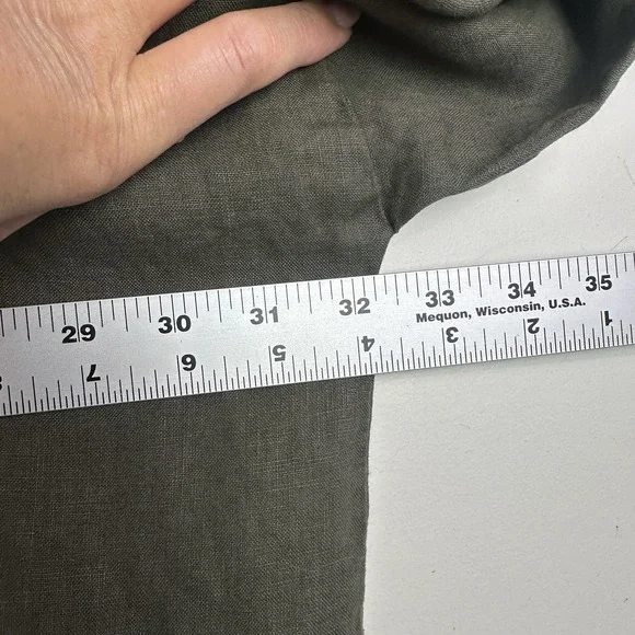 La Fixsun Linen Open Front Cardigan Hooded Size Small Green 3/4 Cuff Sleeve - Picture 6 of 8